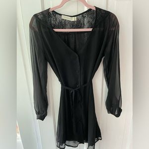 Costa Blanca Black Sheer Chiffon Tie Waist Dress 👗